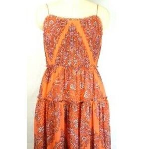 BR Midi Red/Orange tiered dress